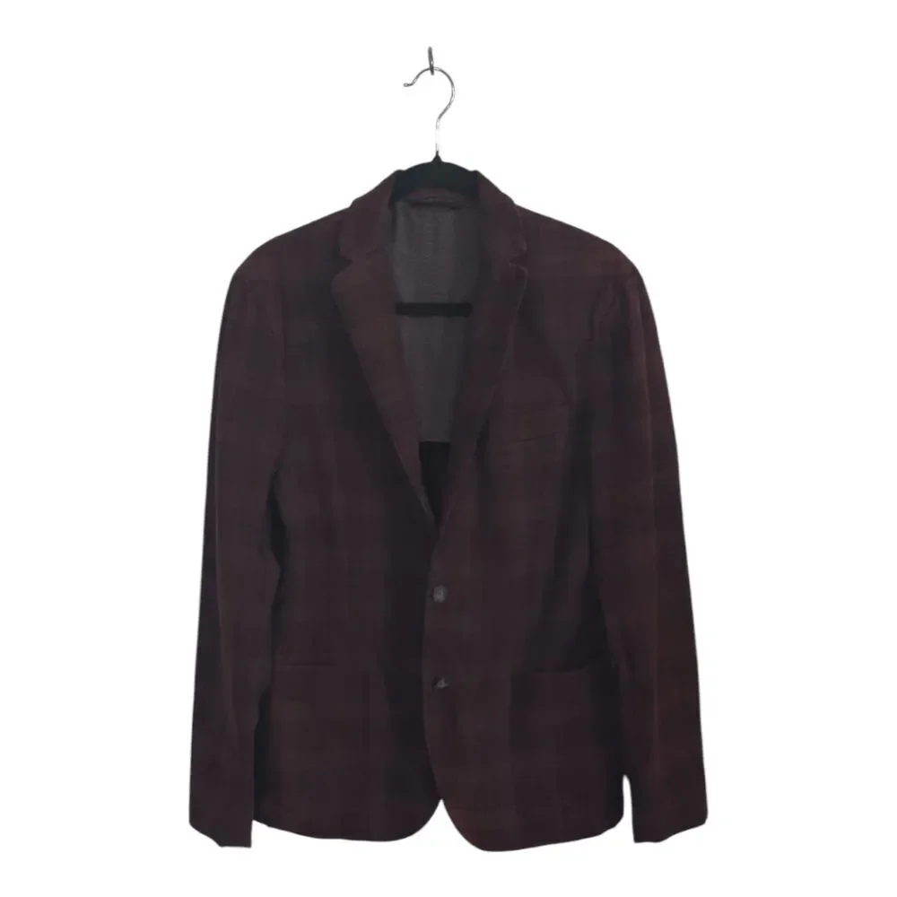 Classic Brown Checkered Men's Blazer Italy IT52 US 42R